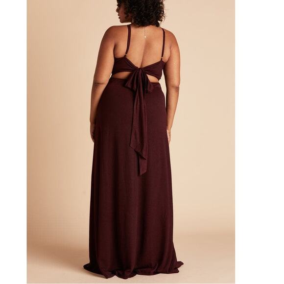 BIRDY GREY SZ L Red Cabernet Benny  Cutout Back-Bow Tie Maxi Dress NWT 0B14 - Picture 2 of 11